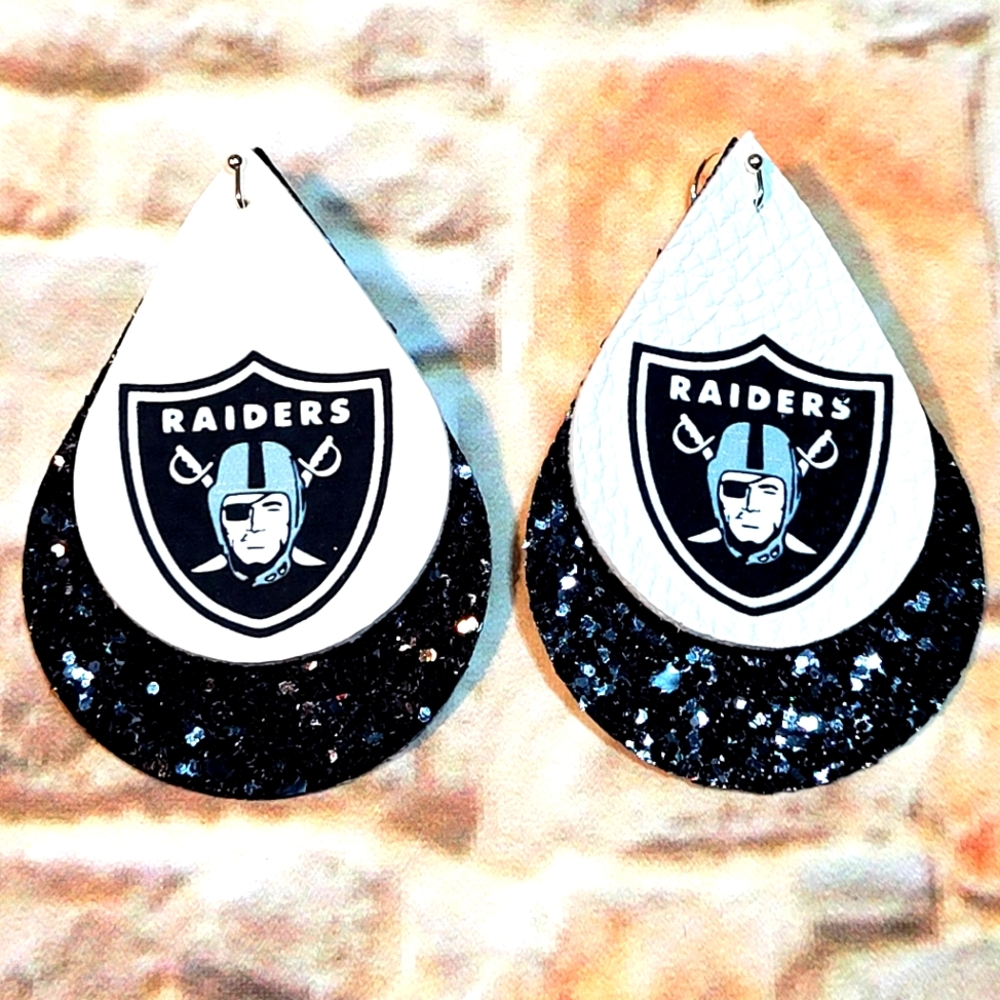 Las Vegas Raiders football faux leather earrings